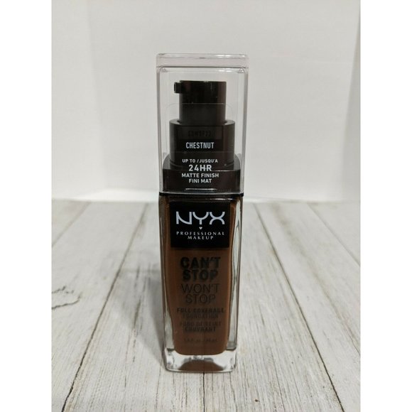 NYX Can't Stop Won't Stop Full Coverage Foundation Makeup Chestnut 1 oz - Picture 1 of 5